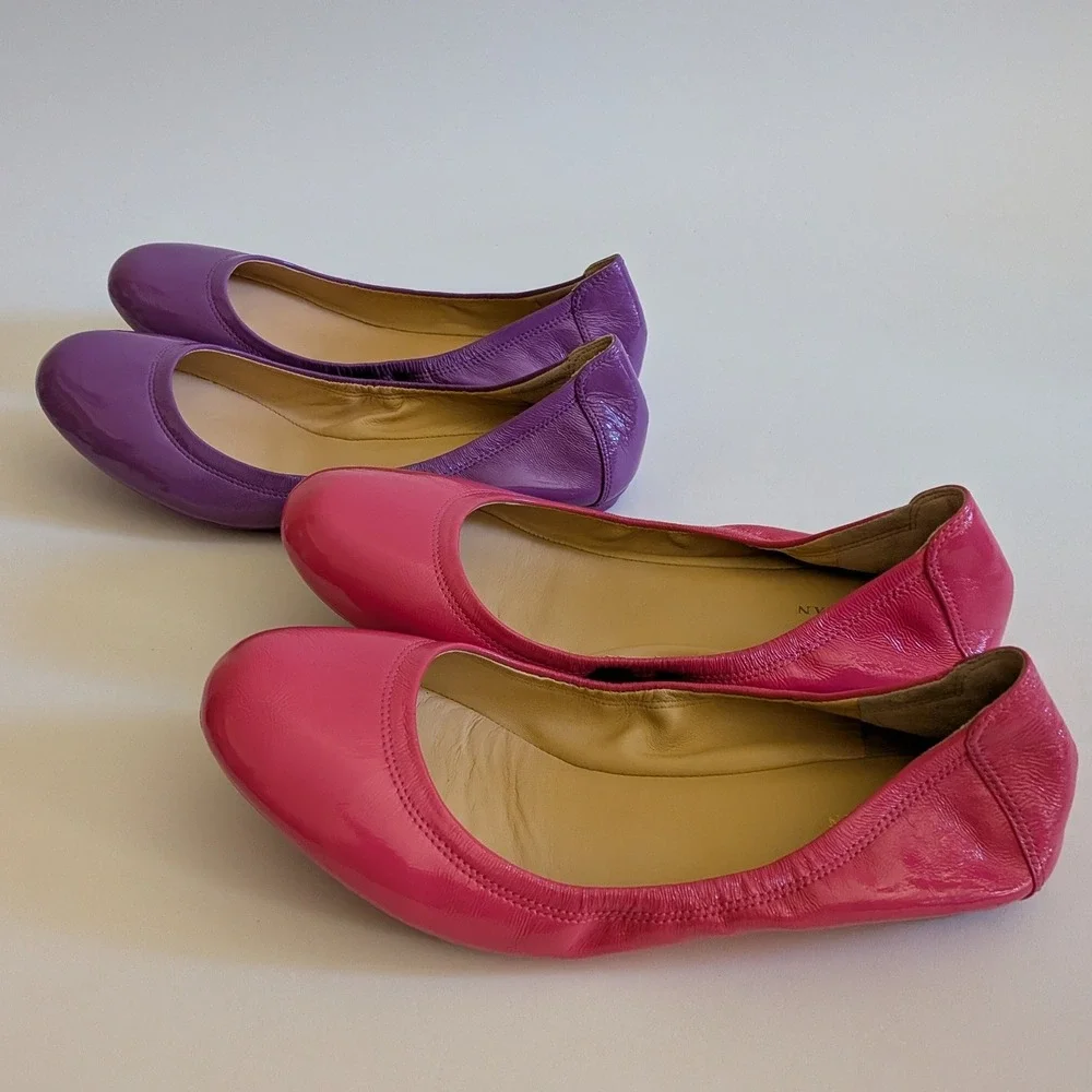 Cole Haan Manhattan Patent Leather Ballet Flats Bundle Purple Pink 8B D39993